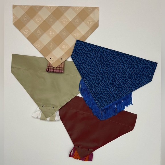 Designer Set of 4 Dog Bandana’s. Lined with 1 3/4” Casing for Collar. - Picture 3 of 3